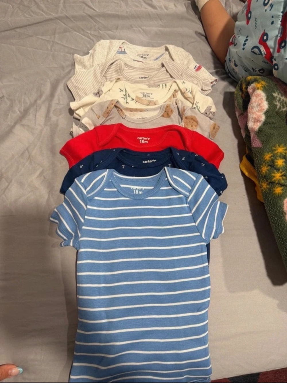 Carter's Blue and White Striped Short-Sleeve Baby Tee with Mixed Color Set